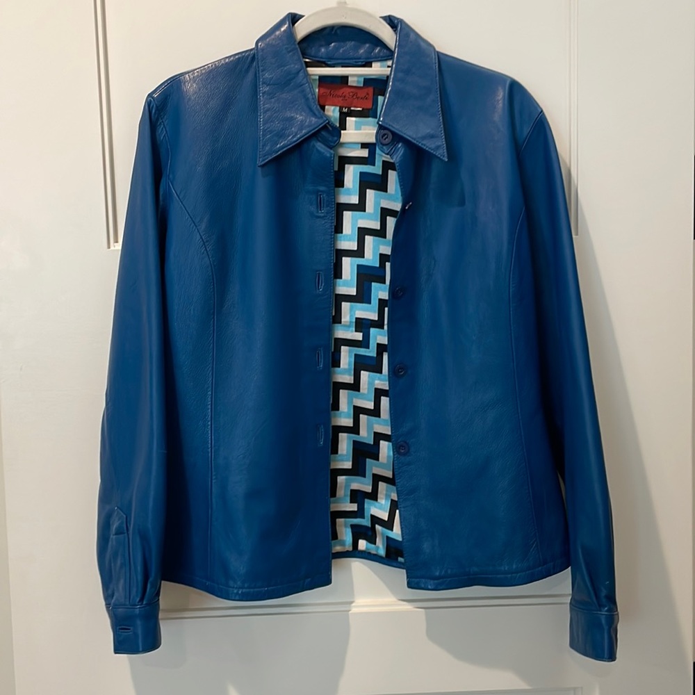 Vintage Blue Leather Jacket